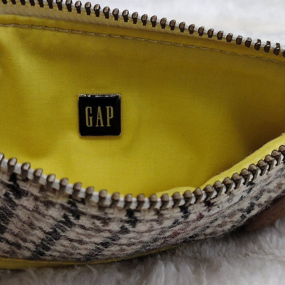 GAP Y2K Tweed Mini Shoulder Bag | Retro Houndstooth Yellow Trim Purse - Picture 4 of 12